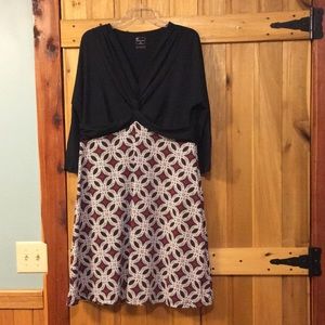 Title nine dress black bodice and patterned skirt